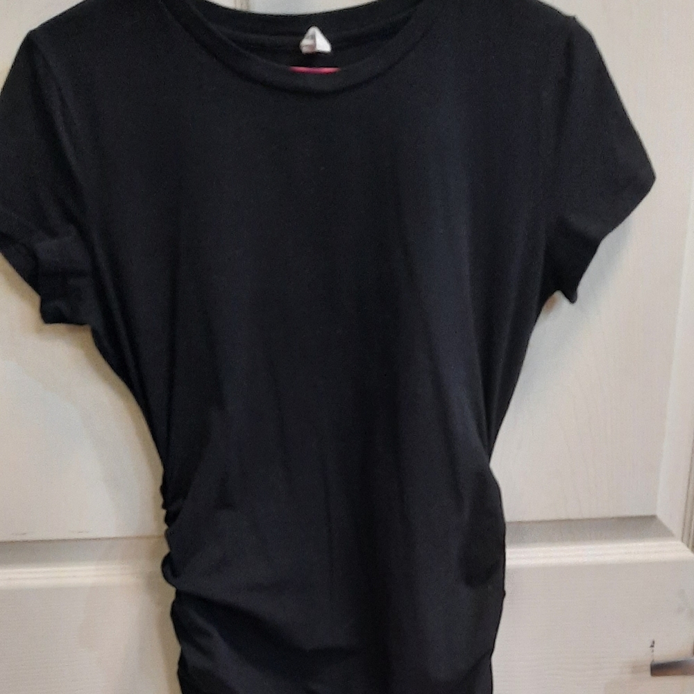 Black Rouched side T-shirt dress